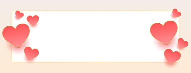 Bannière de carte de coeurs d'amour élégant avec espace de texte