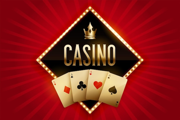 Vecteur gratuit bannière de casino avec cartes dorées et couronne