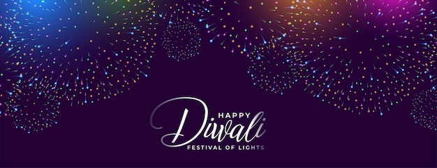 Vecteur gratuit bannière de célébration de diwali heureux dans le vecteur de concept de feu d'artifice