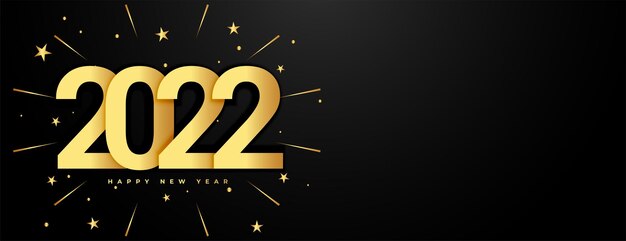 Bannière de célébration d'or de bonne année 2022