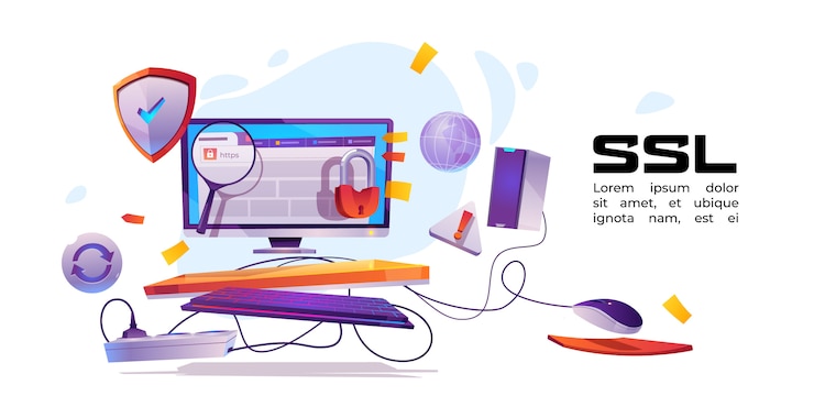 Vecteur gratuit bannière de certificat ssl pour site web