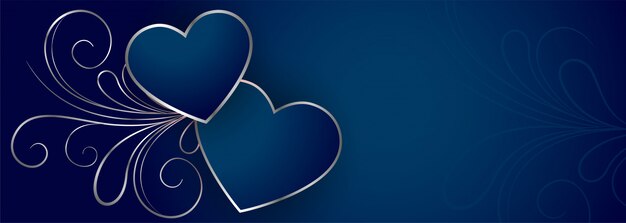 Bannière de coeurs élégant bleu Saint Valentin