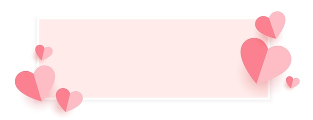 Bannière de coeurs en papier avec espace de texte