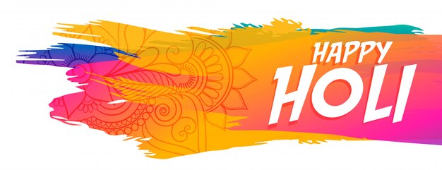 Bannière colorée abstraite joyeux festival holi