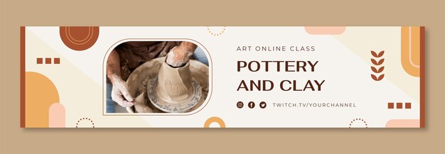 Bannière de contraction de l'atelier de poterie minimal