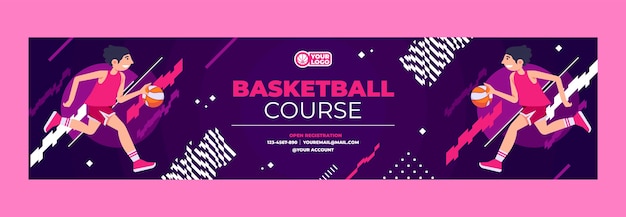 Vecteur gratuit bannière de contraction de basket-ball dessinée à la main