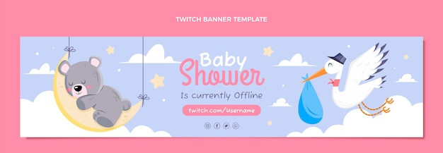 Vecteur gratuit bannière de contraction de douche de bébé plat