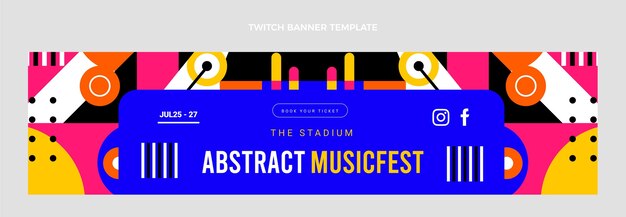 Bannière de contraction du festival de musique plat