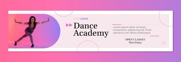 Vecteur gratuit bannière de contraction de l'école de danse dégradée