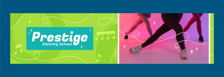 Vecteur gratuit bannière de contraction de l'école de danse design plat