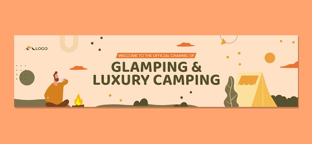 Vecteur gratuit bannière de contraction de glamping plat