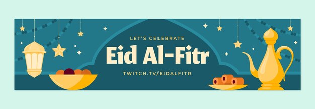 Vecteur gratuit bannière de contraction plate eid al-fitr