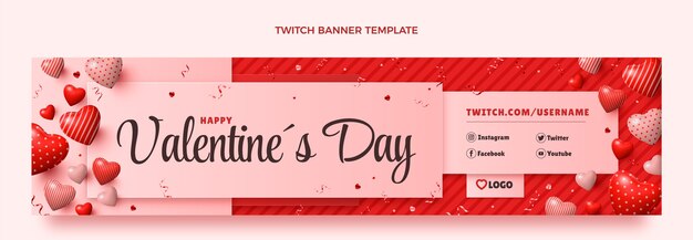 Bannière de contraction réaliste de la saint-valentin