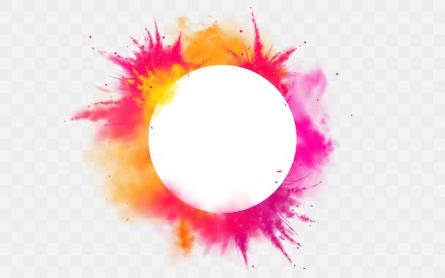 Bannière couleur éclaboussures Holi peinture en poudre bordure de colorant ronde