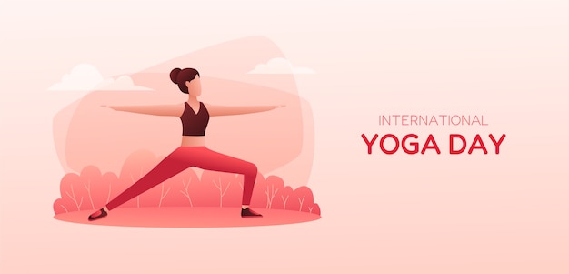 Vecteur gratuit bannière dégradée de la journée internationale du yoga