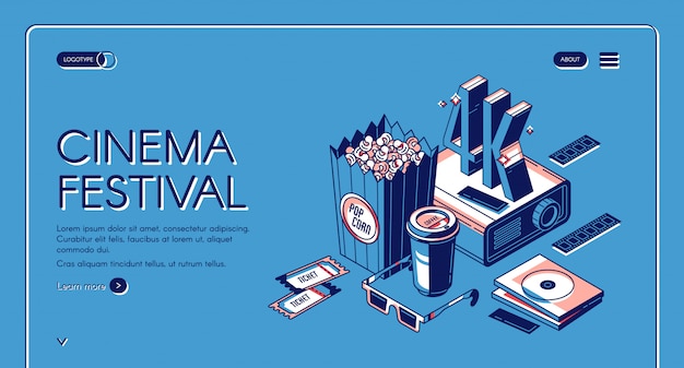 Vecteur gratuit bannière de divertissement de temps de film de festival de cinéma