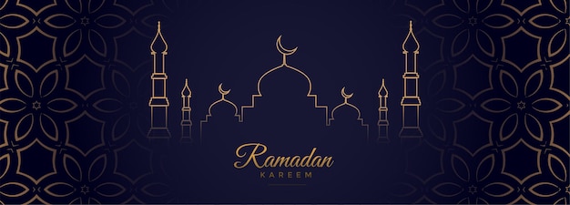 Vecteur gratuit bannière du festival arabe ramadan kareem dans le style de ligne