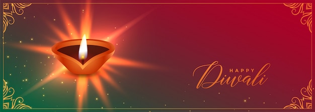 Vecteur gratuit bannière du festival de diwali avec diya