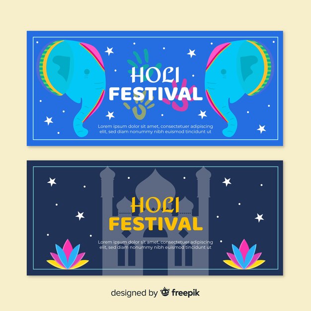 Vecteur gratuit bannière du festival de holi plat