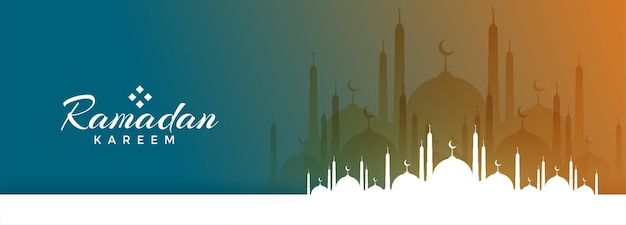 Vecteur gratuit bannière du festival ramadan kareem avec la conception de la mosquée