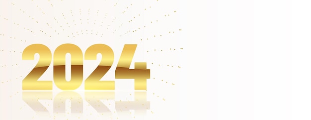 Vecteur gratuit bannière du nouvel an en lettres dorées 2024 avec vecteur d'espace de texte