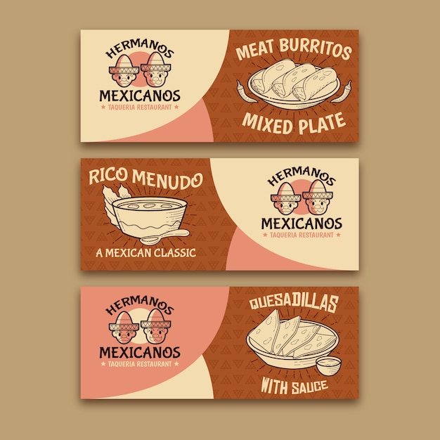 Vecteur gratuit bannière épicée de nourriture mexicaine burritos