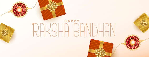 Bannière Ethnique Du Festival Raksha Bandhan Avec Coffrets Cadeaux Et Design Rakhi