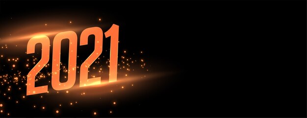 Bannière étincelante de célébration du nouvel an 2021 avec effet de lumière