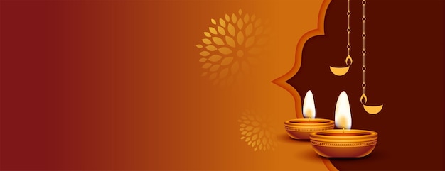 Bannière D'événement Shubh Deepavali Traditionnelle Avec Espace De Texte Et Diya