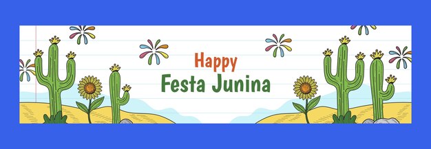 Bannière de festas juninas dessinée à la main