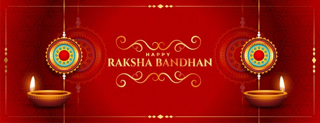 Bannière de festival traditionnel élégant rouge raksha bandhan heureux