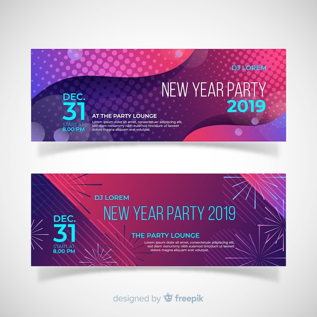 Vecteur gratuit bannière de la fête du nouvel an 2019