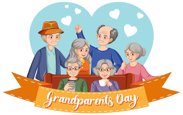 Vecteur gratuit bannière de la fête des grands-parents heureux