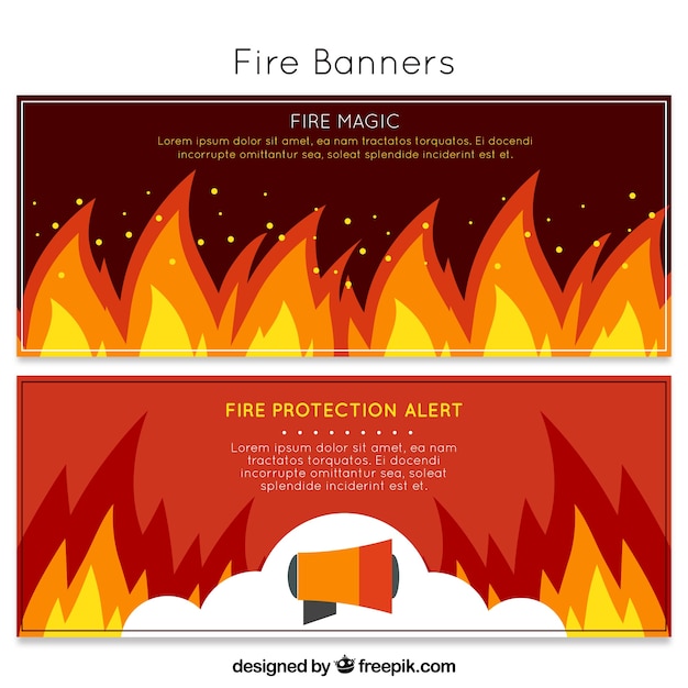 Vecteur gratuit bannière de feu design plat