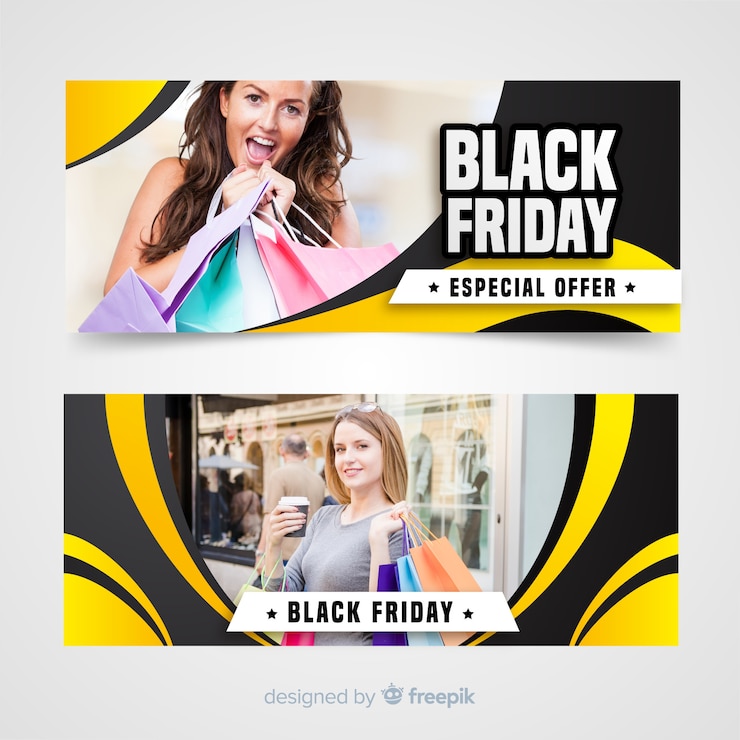 Vecteur gratuit bannière de filles vendredi noir