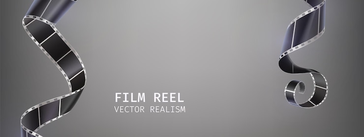 Vecteur gratuit bannière de film ou de photographie avec rouleau de bande de film