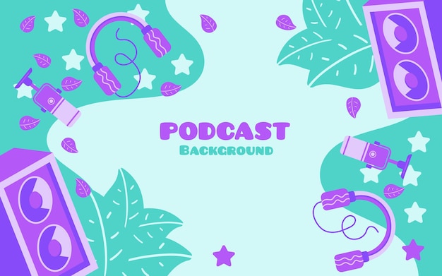 Bannière de fond de podcast avec des logos