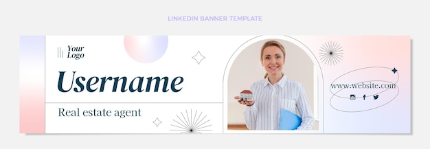 Vecteur gratuit bannière de gradient immobilier linkedin