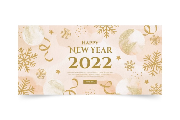 Bannière horizontale aquarelle bonne année 2022