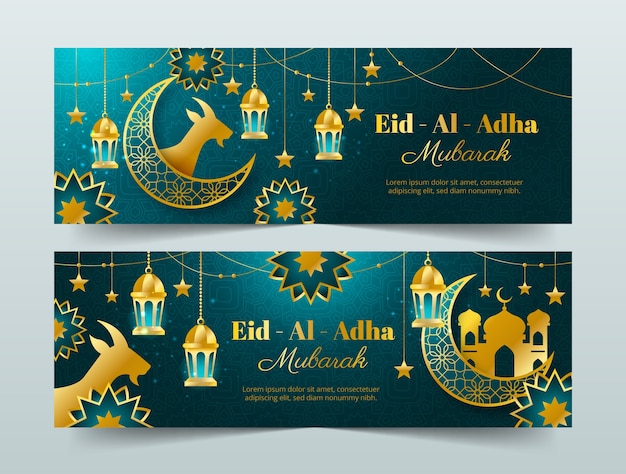 Vecteur gratuit bannière horizontale dégradée eid al-adha