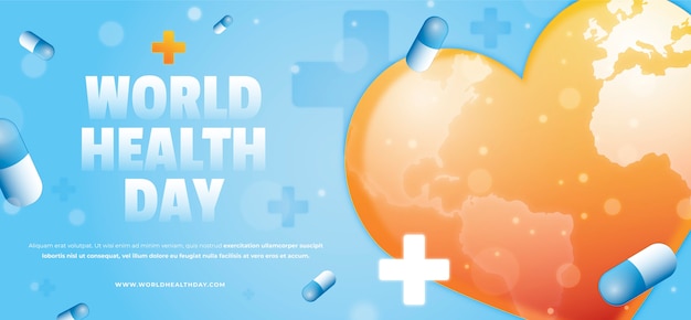 Bannière horizontale dégradée de la journée mondiale de la santé