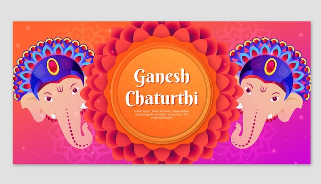 Vecteur gratuit bannière horizontale dégradée pour la célébration de ganesh chaturthi