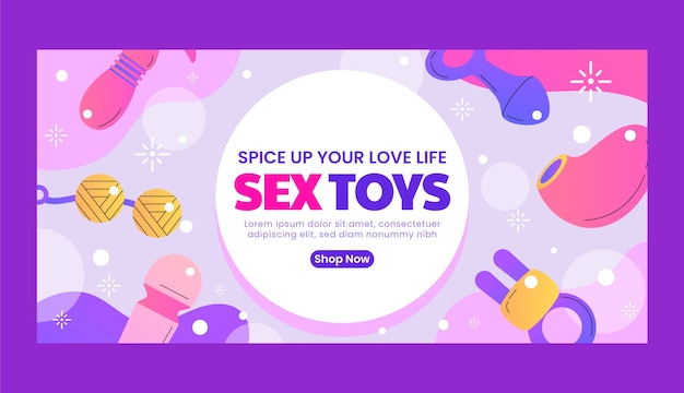 Vecteur gratuit bannière horizontale de jouets sexuels