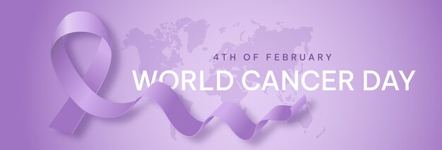 Bannière horizontale de la journée mondiale du cancer en dégradé