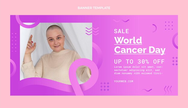 Bannière horizontale de la journée mondiale du cancer en dégradé