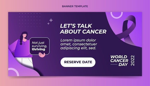 Vecteur gratuit bannière horizontale de la journée mondiale du cancer dégradé