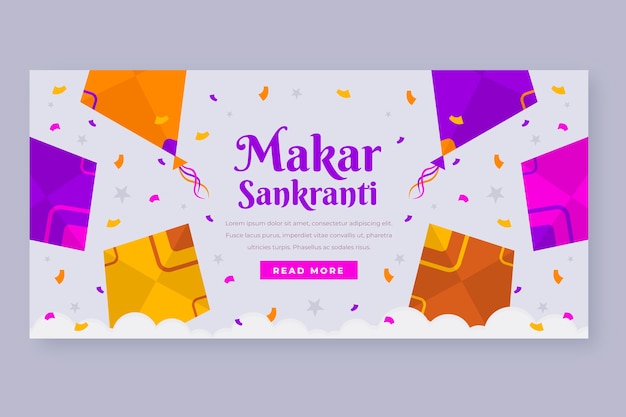 Vecteur gratuit bannière horizontale makar sankranti plat