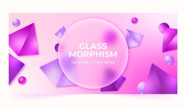 Vecteur gratuit bannière horizontale de morphisme de verre dégradé