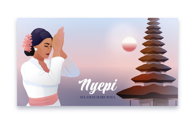 Vecteur gratuit bannière horizontale nyepi dégradé