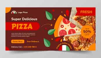 Vecteur gratuit bannière horizontale de pizza dessinée à la main